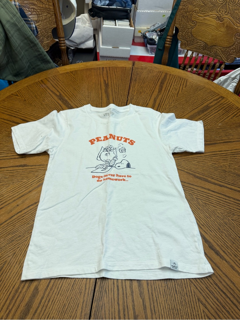 Peanuts White Tee with Gray Logo Print - Picture 1 of 4